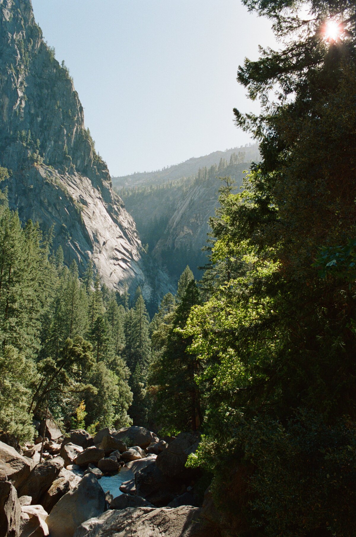 Yosemite mountains captured on film by Kate Winters Photography, showcasing the grandeur and natural beauty of the landscape in an authentic, documentary style.