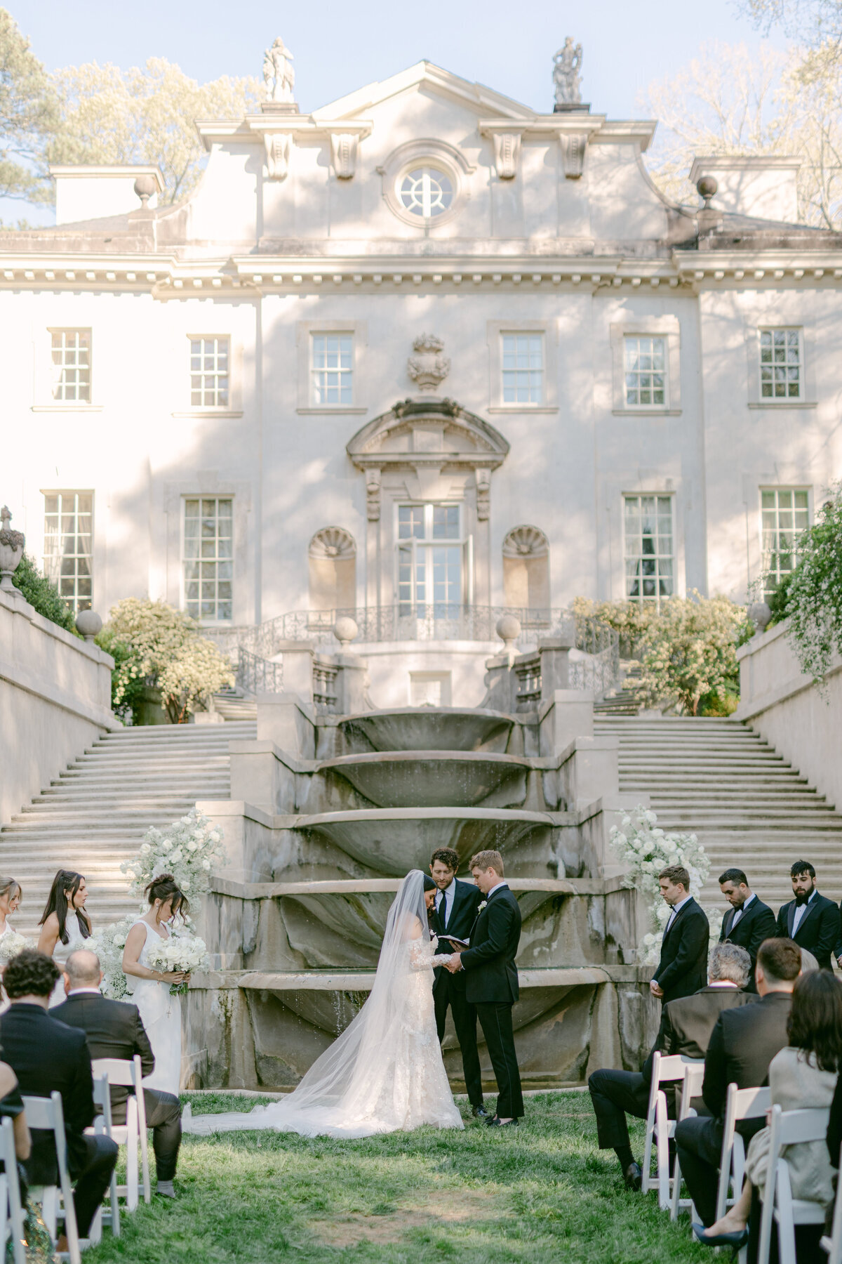 Swan House wedding ceremony space with fountain