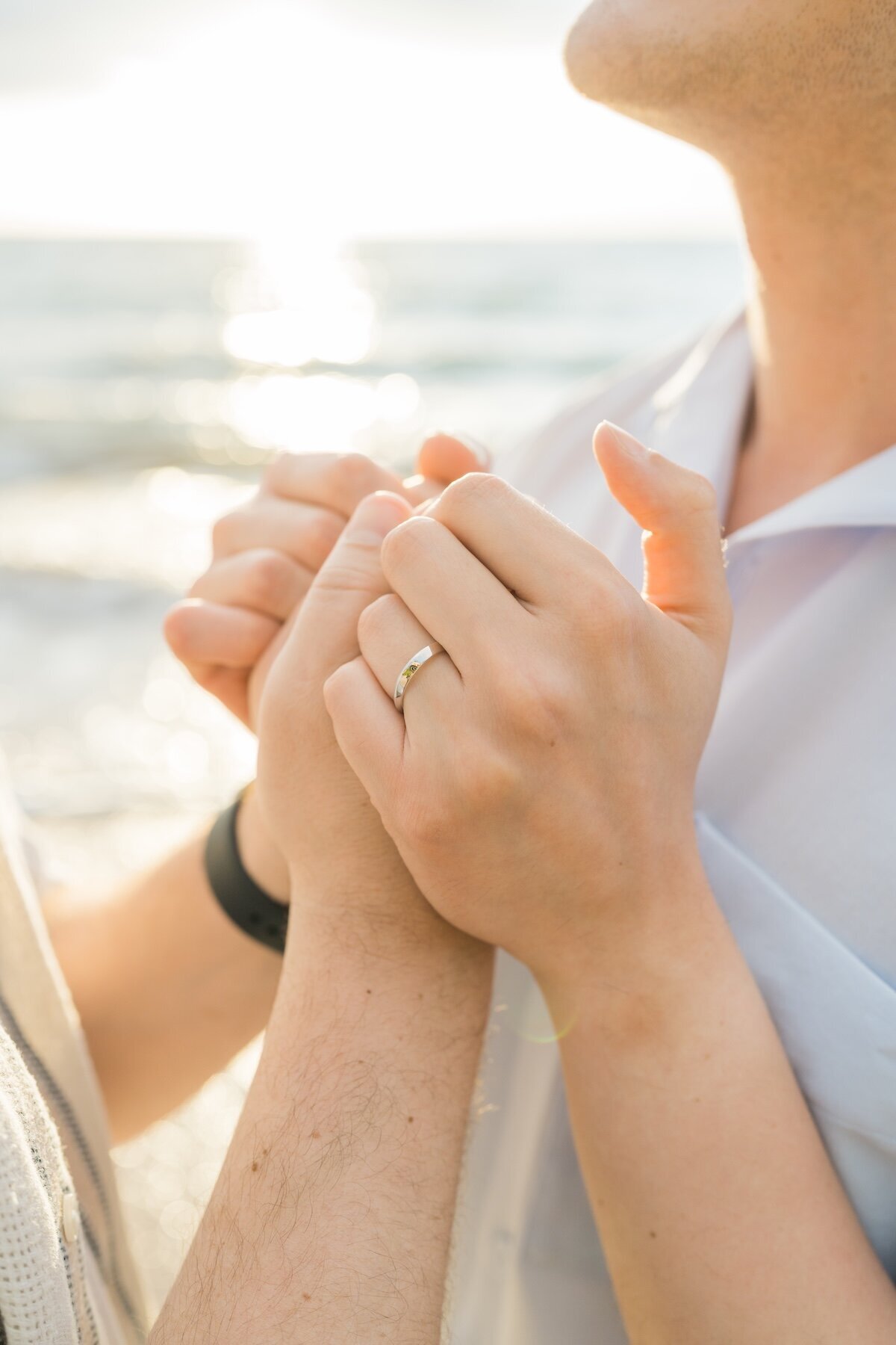 Maui Proposal ring with ocean in the background