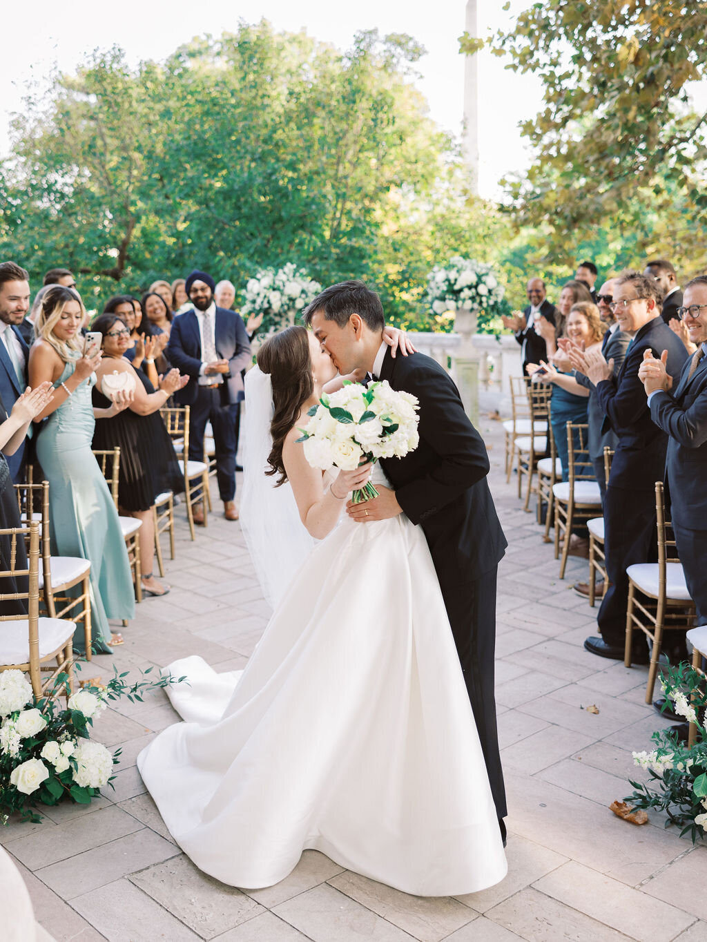 Wedding ceremony action photo at DAR constitution Hall