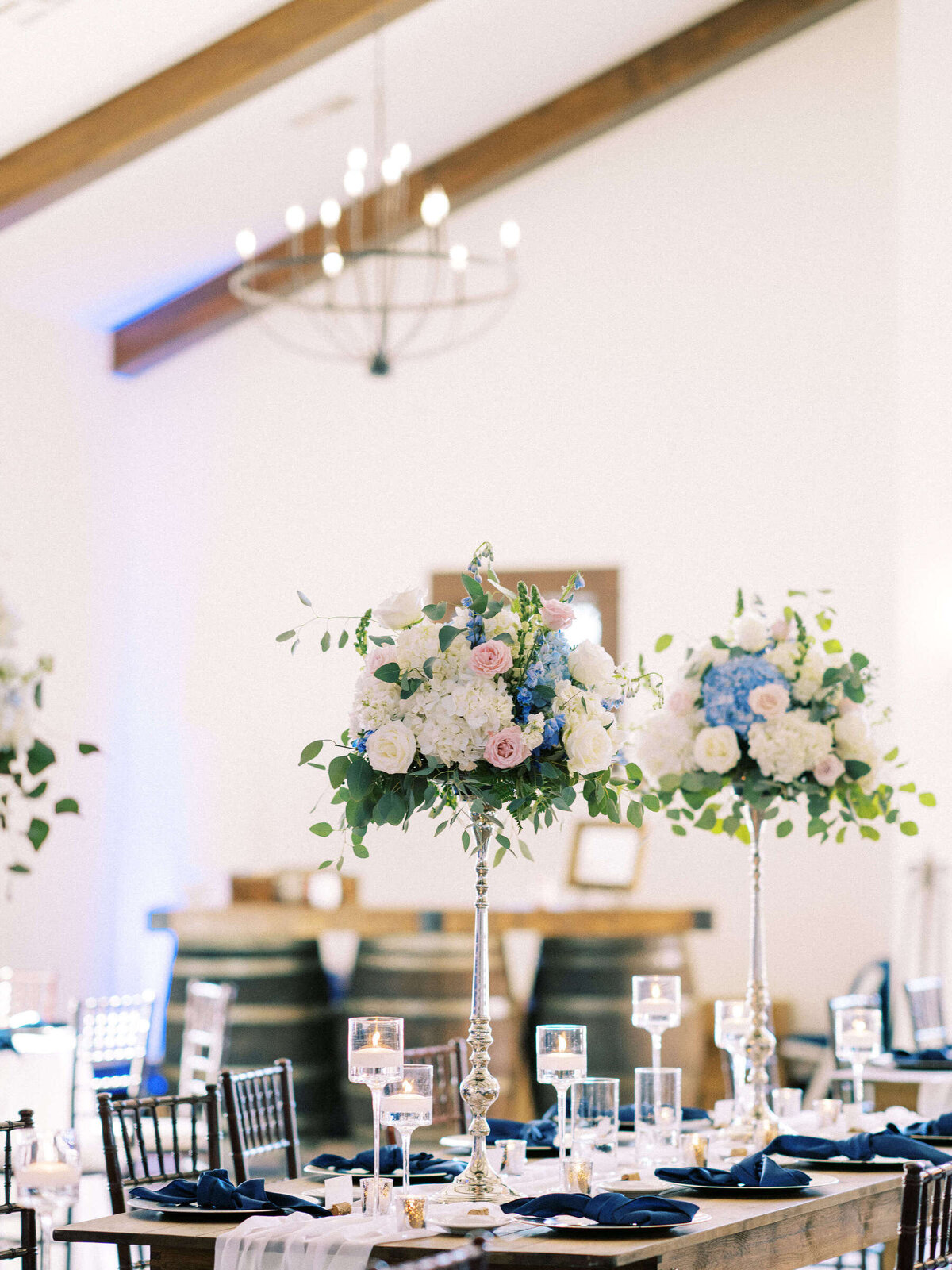 Spring table settings and bouquets at central Texas wedding