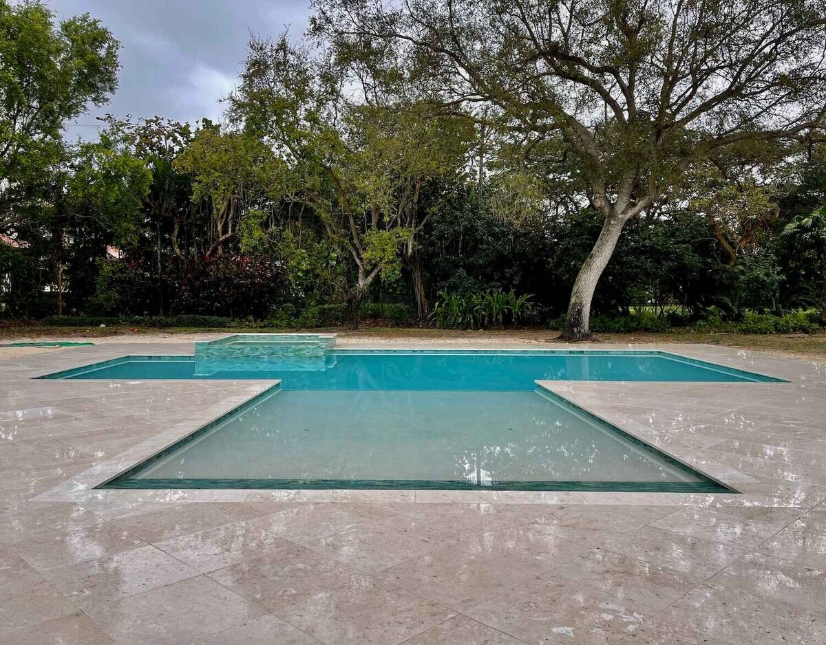 Swimming pool and spa with tanning ledge