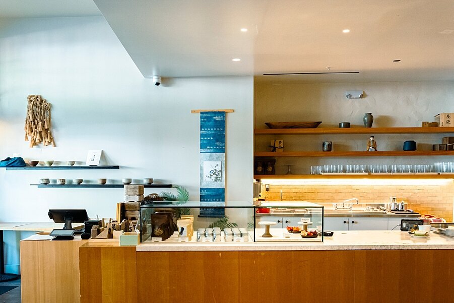 Cyntia Apps capturing natural light food photography in a San Francisco café stonemill matcha