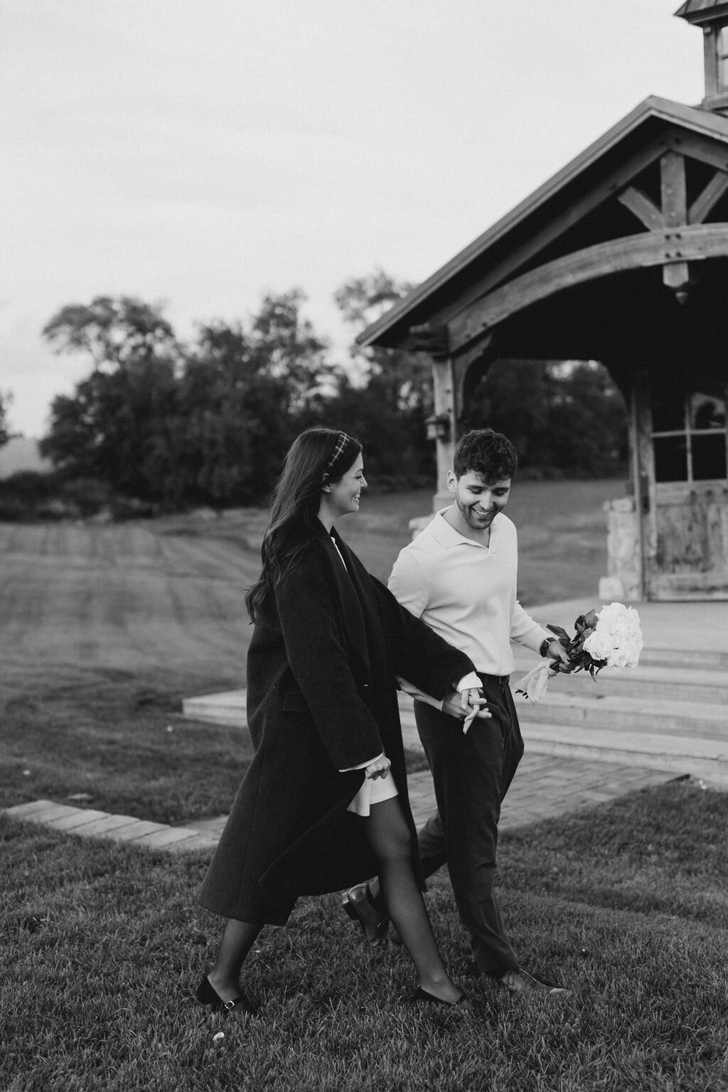 Virginia Farm Engagement Photos Black and White | Adela Antal Photography