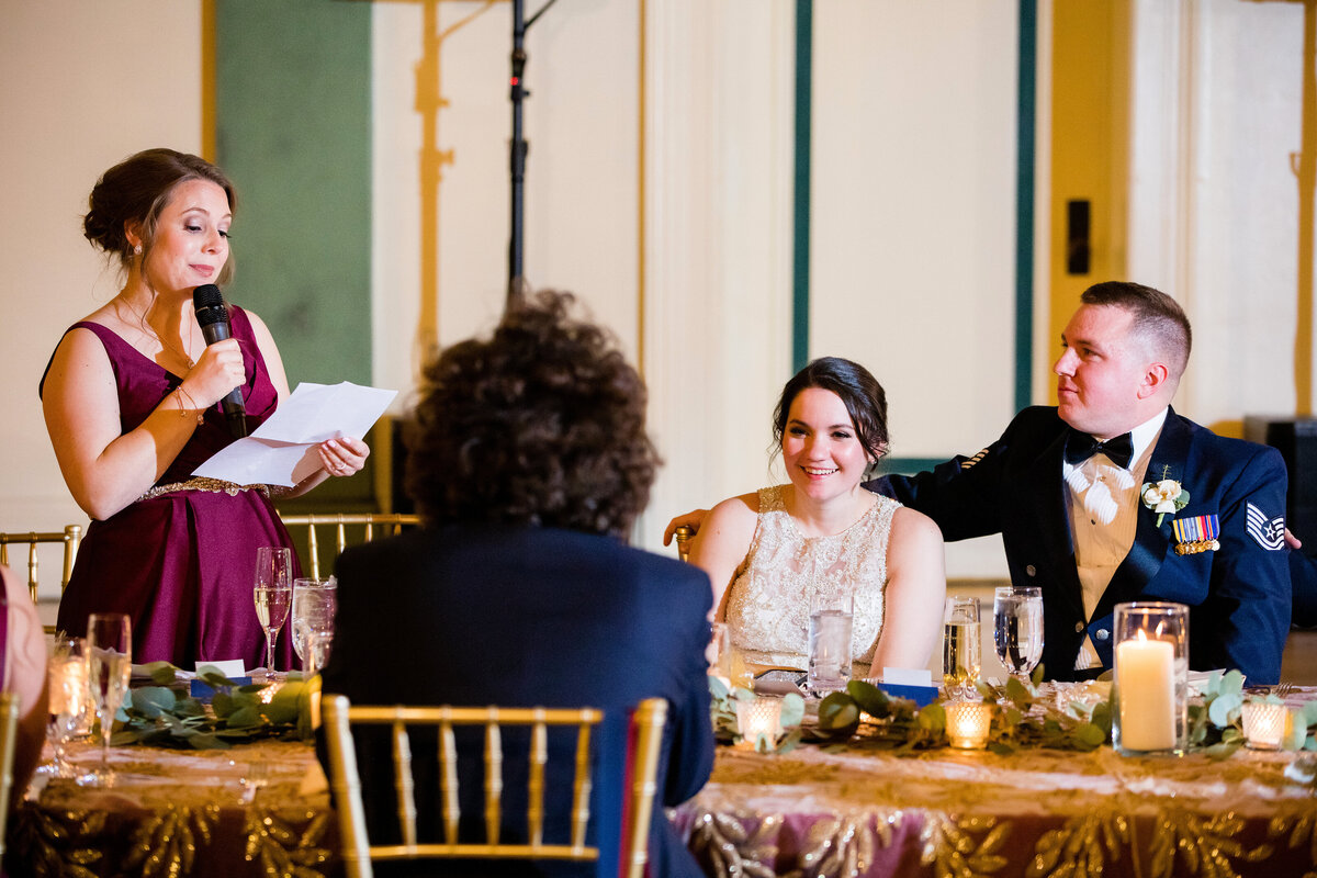 wedding toast at soldiers and sailors memorial hall