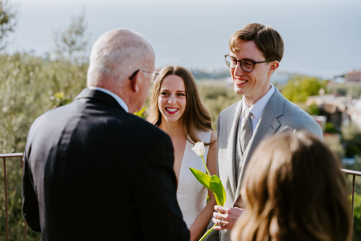Terrace ceremony overlooking the sea in southern Italy