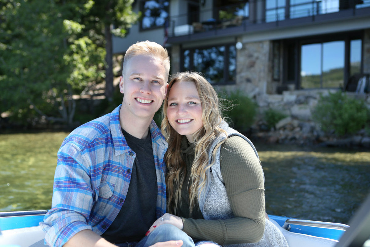 Engagement Photography on a Boat on Fallen Leaf Lake near South Lake Tahoe