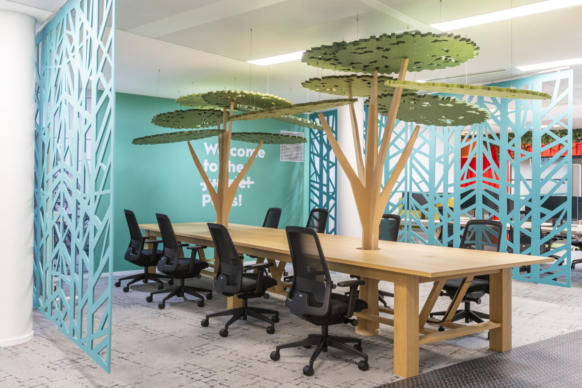 office feature plywood tree
