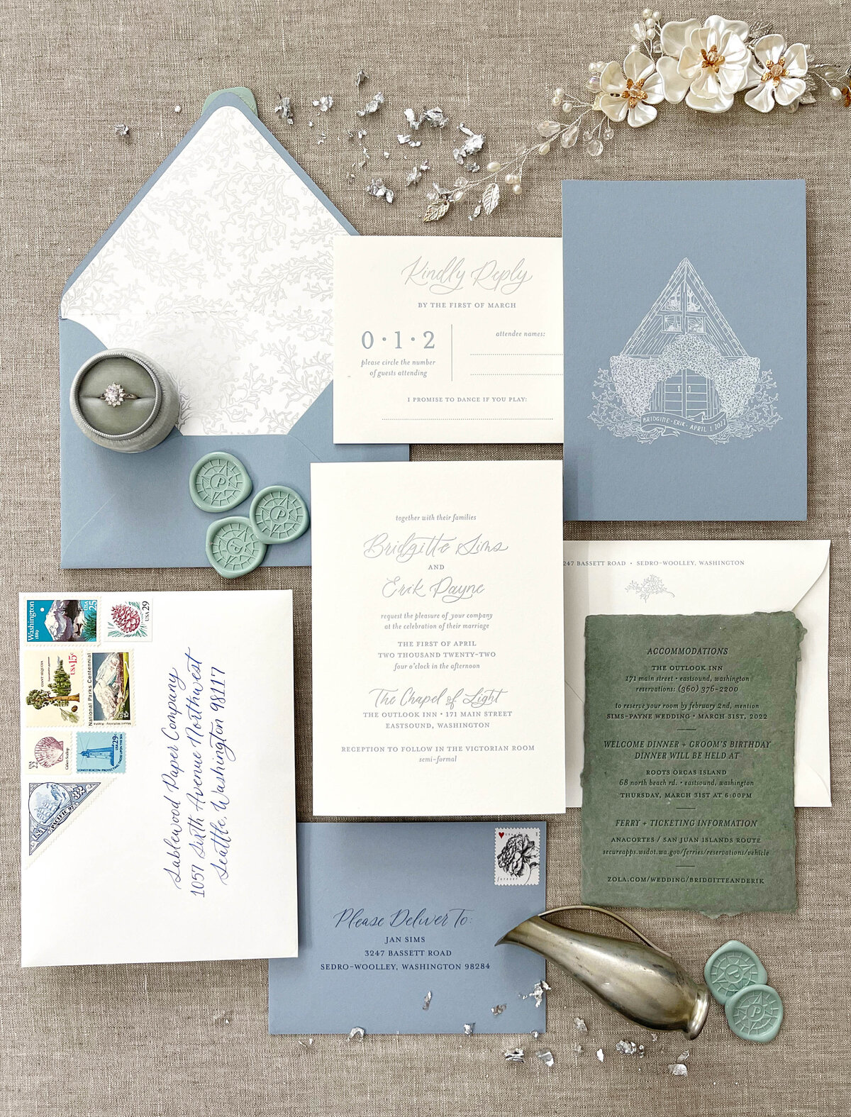 silver foil invitation beach wedding ocean invite-2