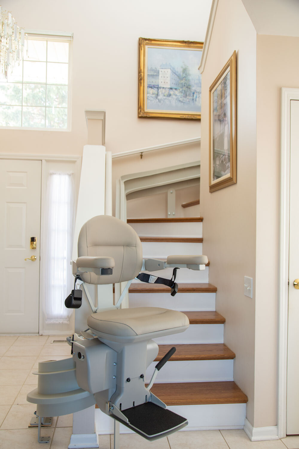 A picture of a stair lift in a hallway