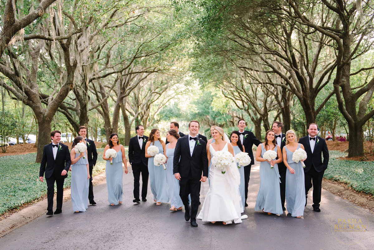 Large Wedding Bridal Party Photos at Debordieu Colony Club in Georgetown, South Carolina