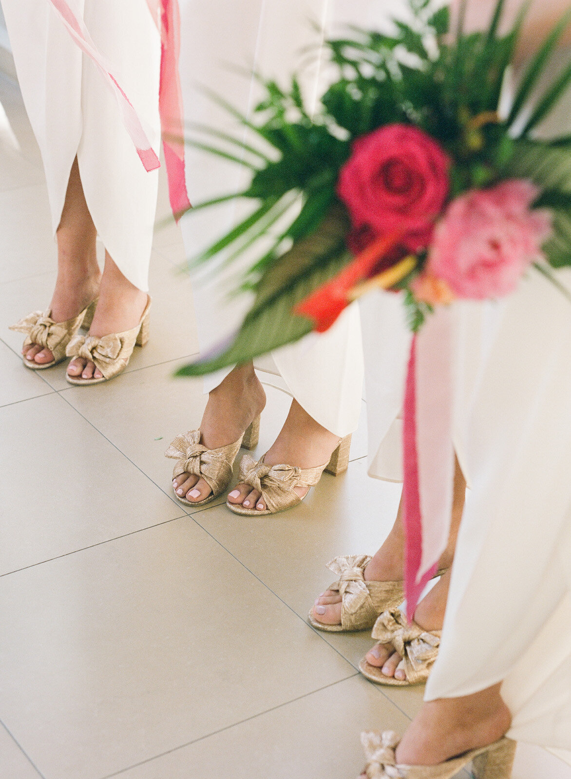 Kate-Murtaugh-Events-tropical-wedding-flowers-bridesmaid-shoes