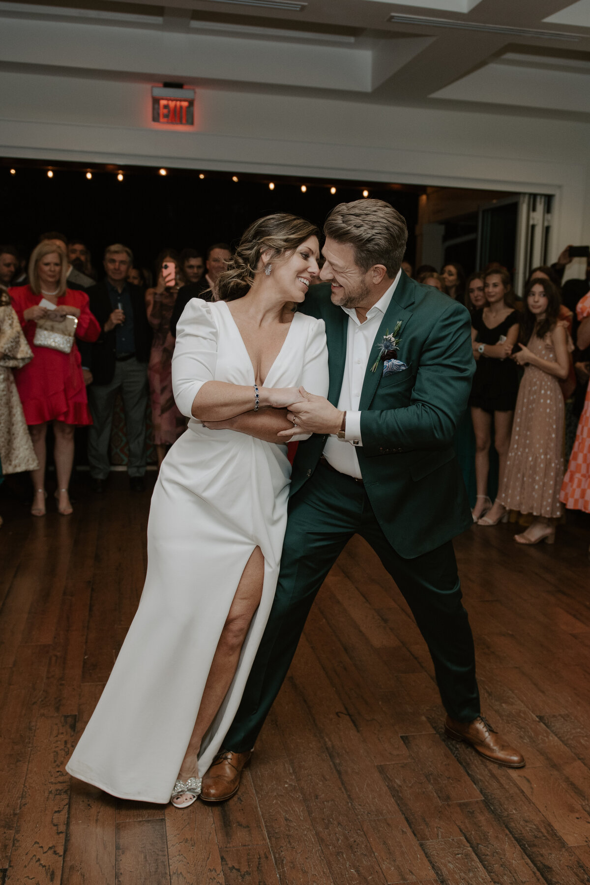 bride and groom dancing