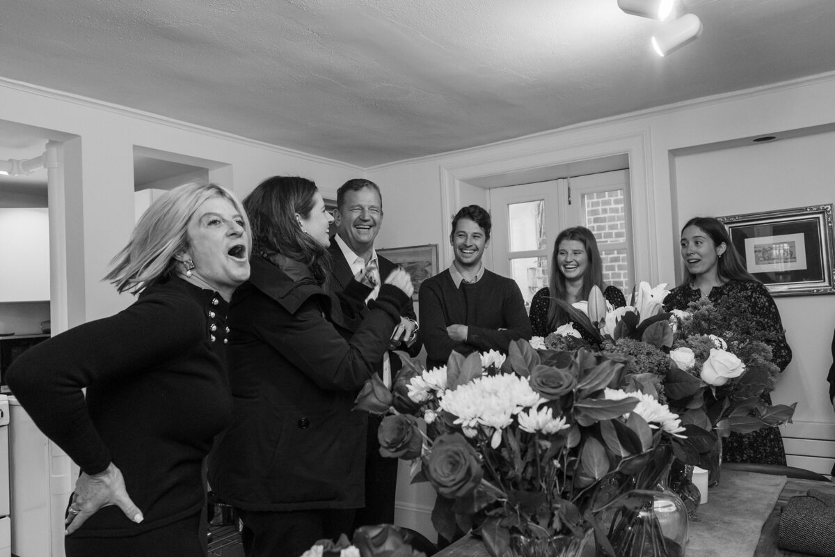 Family enjoying candid moments.