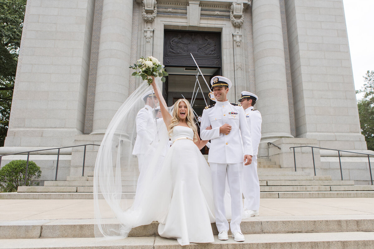 Naval Academy Chapel wedding photo in Annapolis, Maryland of sword arch by Christa Rae Photography