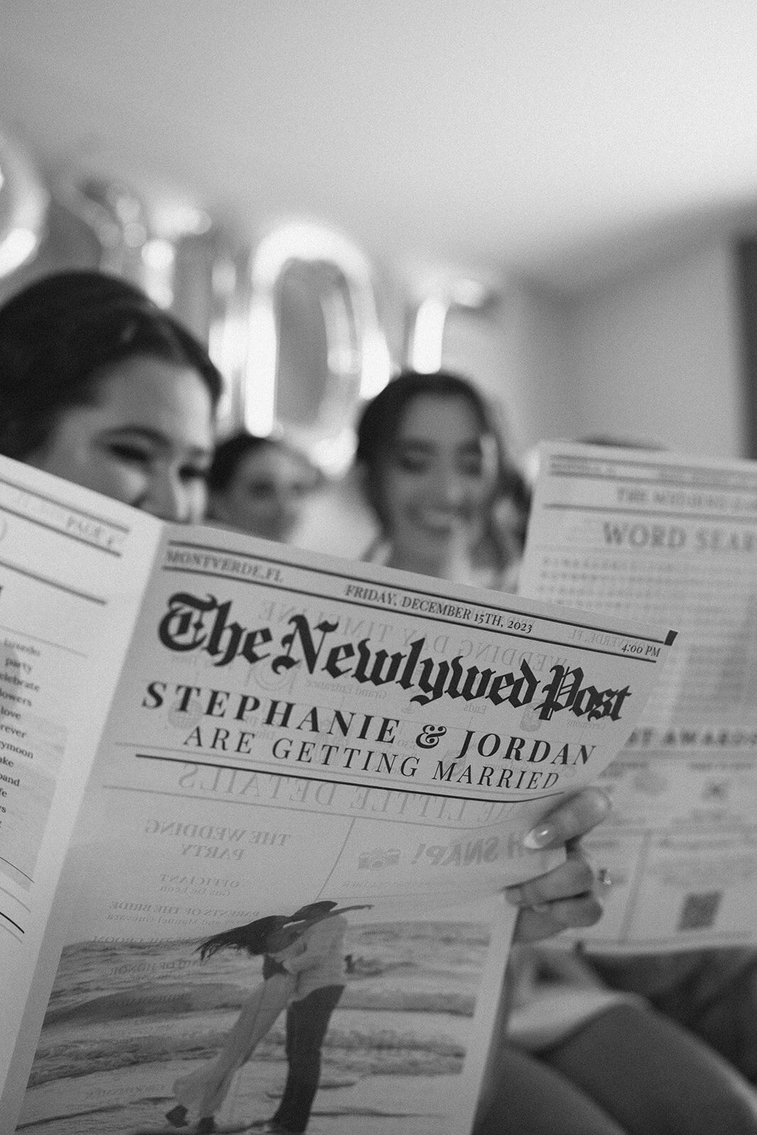 newspaper bride announcement at bella collina weddings & events​
