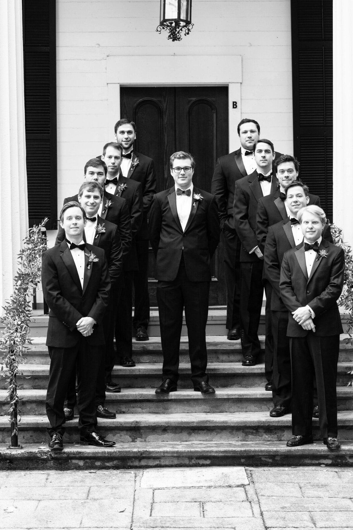 Atlanta-Editorial-Wedding-Photographer-Groomsmen-on-Church-Steps