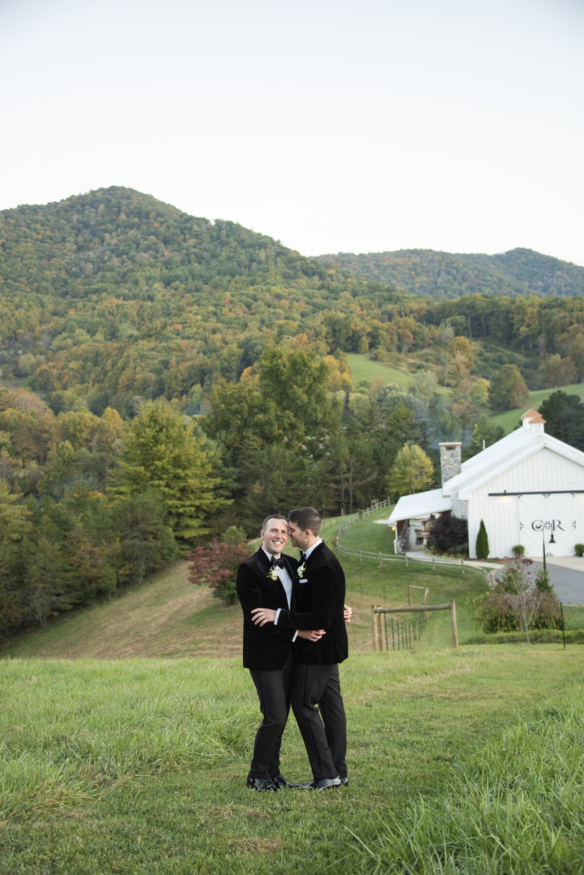 Gay couple wedding photos mountain views Chestnut Ridge wedding photography