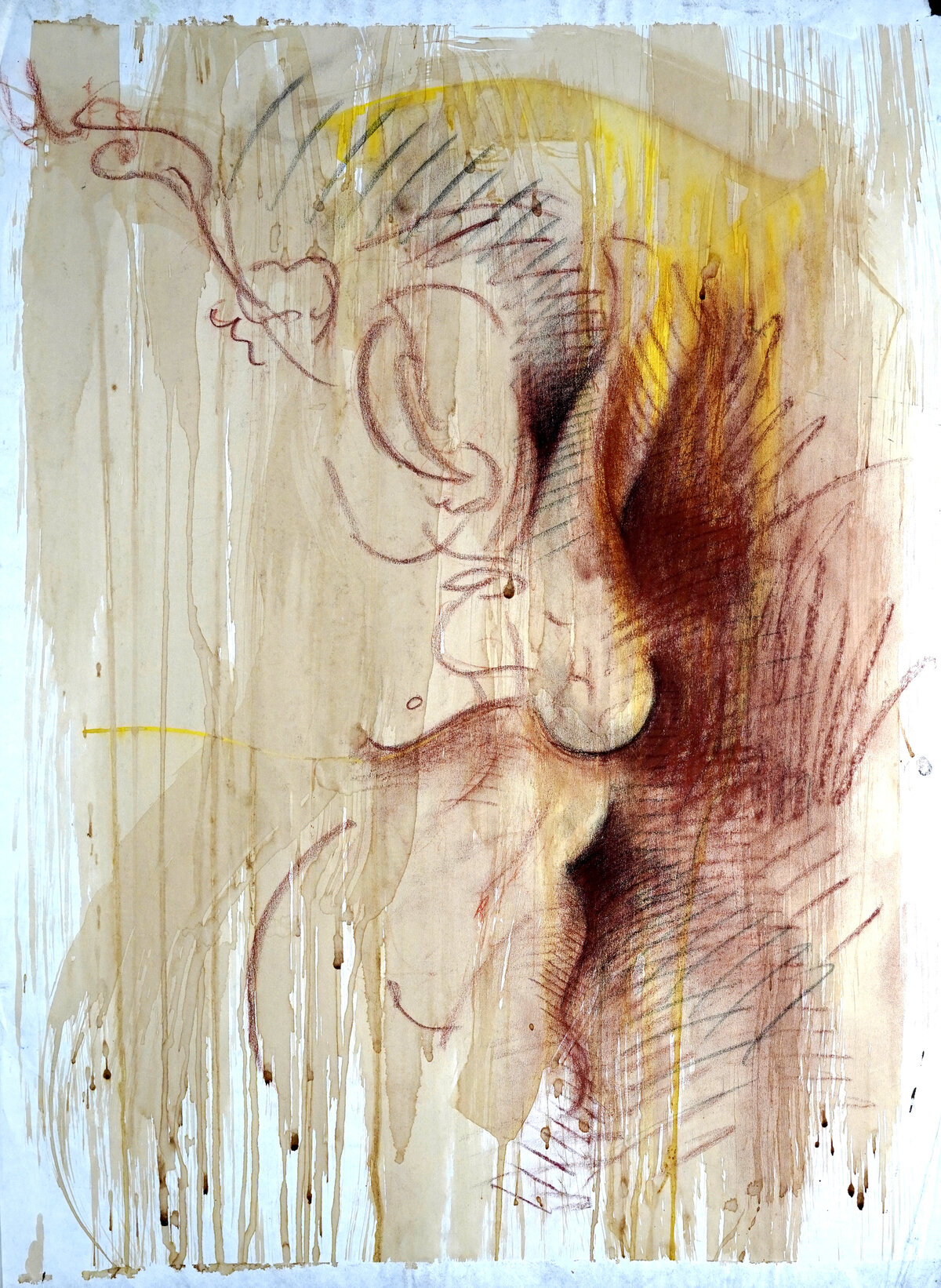 Brent Ray Fraser Figurative Nude Drawing With Coffee 2001 - 10