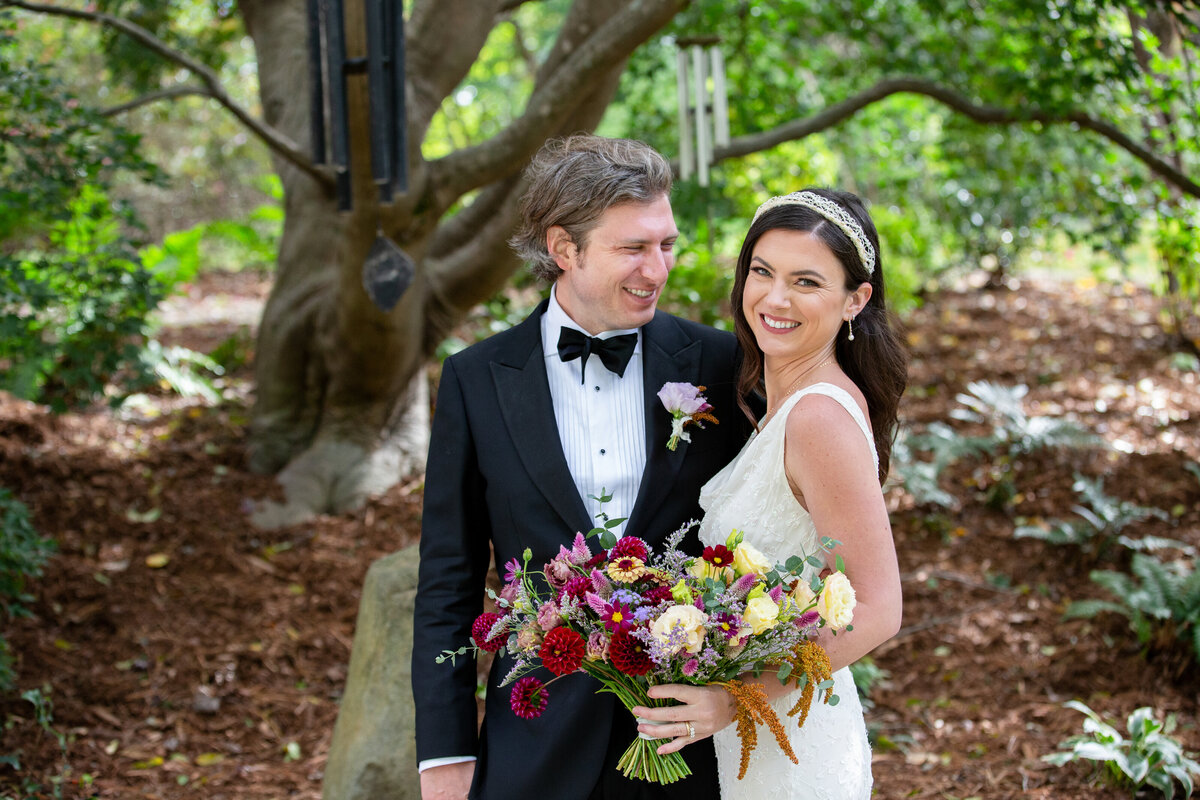 couple elopes in the backyard of their Asheville airbnb