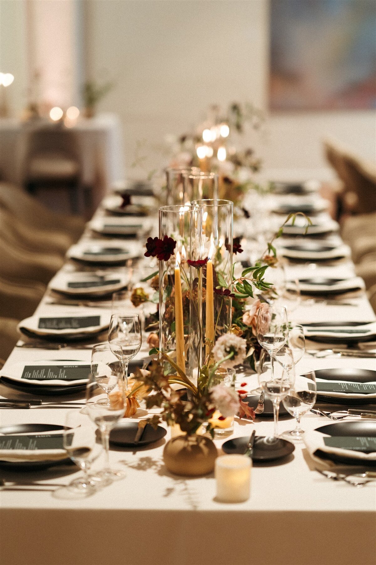 Terra Gallery San Francisco long table taper candles bud vases