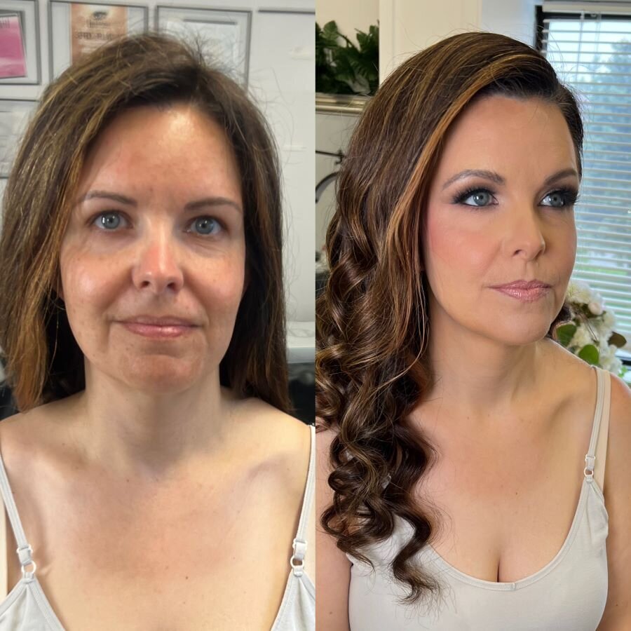 Ottawa aging beauty transformation: Before with signs of aging, after with youth-restoring makeup techniques highlighted.