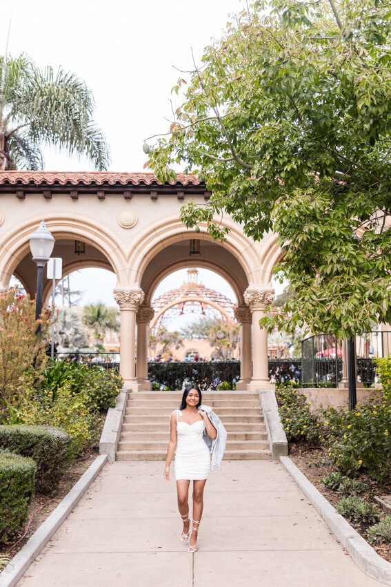 Senior girl walking in Balboa Park San Diego