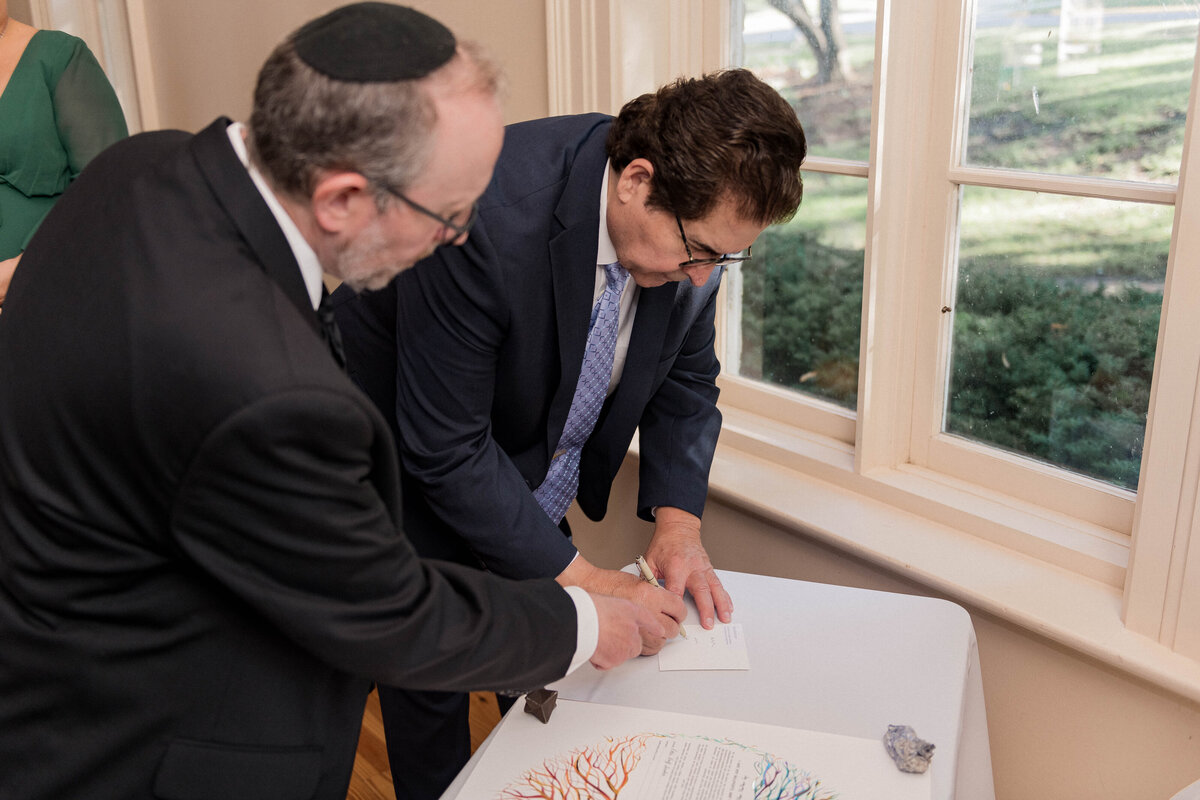 Groom finding bride moment before ceremony