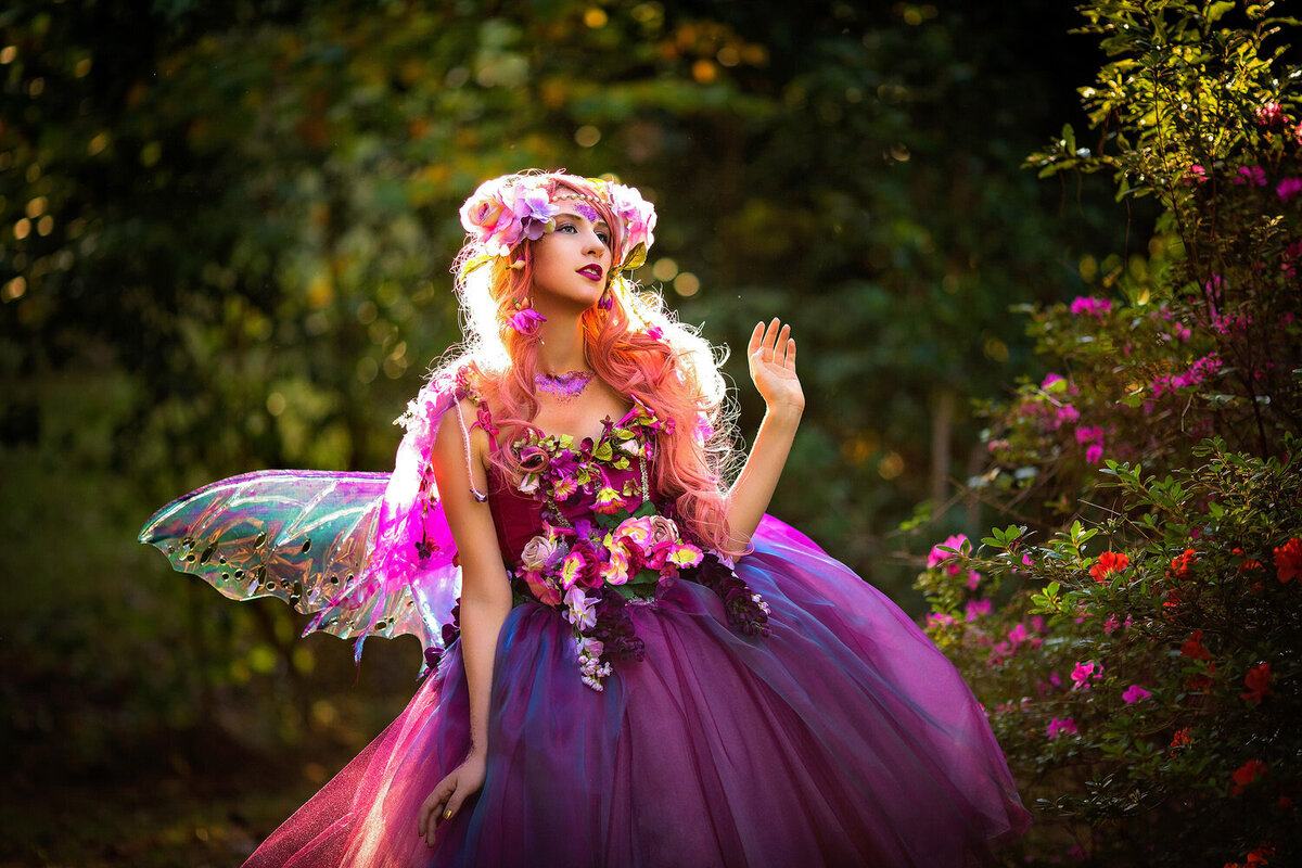 woman fairytale wings flowers