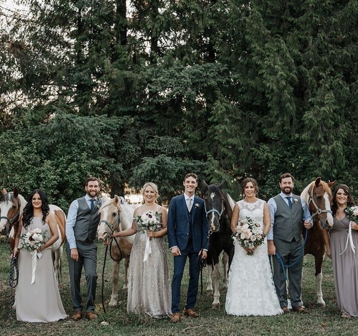 RUSTIC WEDDING BRIDAL PARTY WITH HORSES