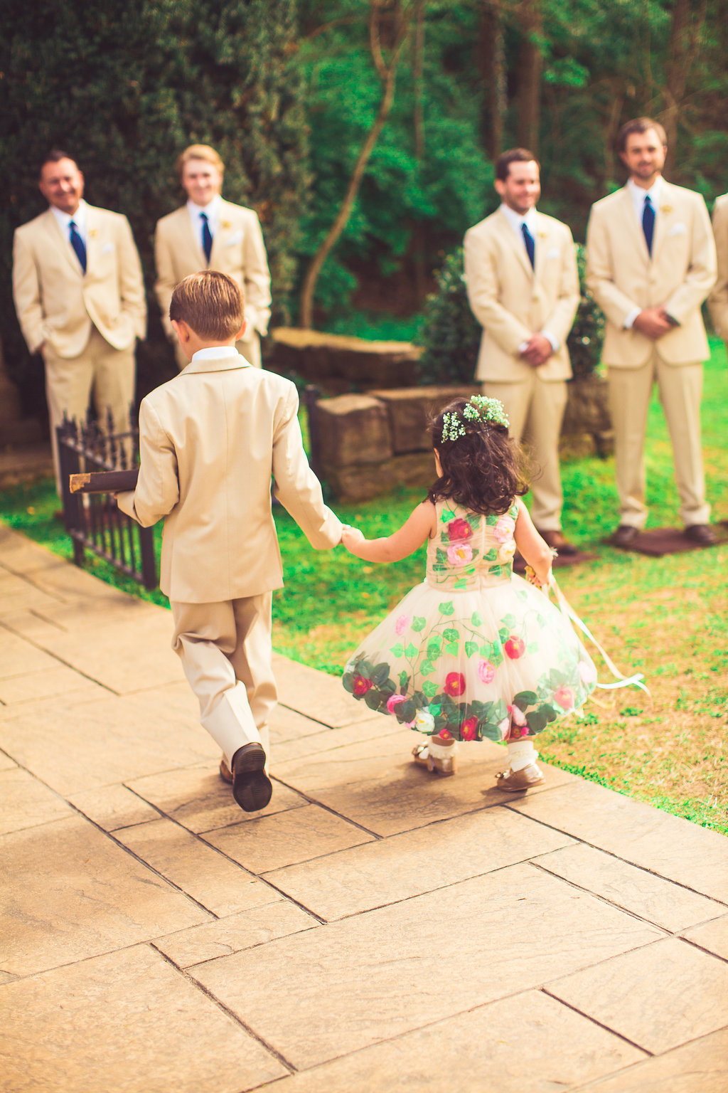 Wedding Photograph Of Little Boy And Little Girl Walking Down The Aisle Los Angeles