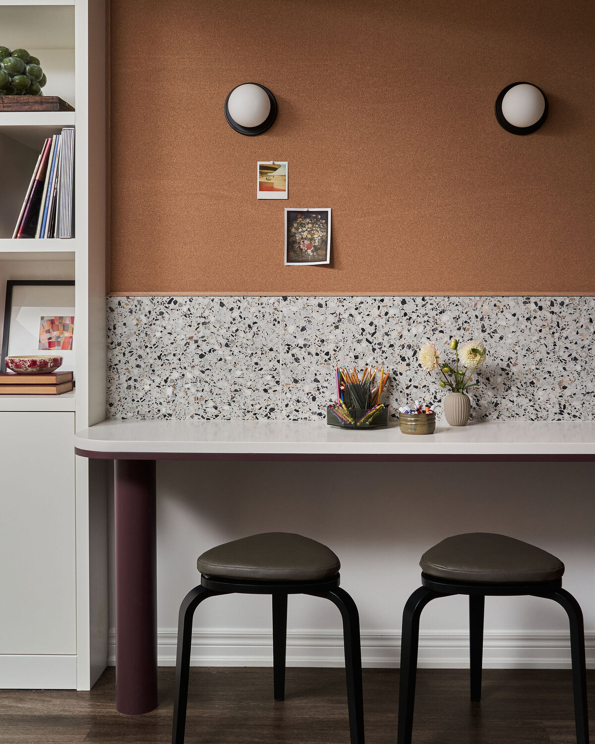 Cork board kids craft desk