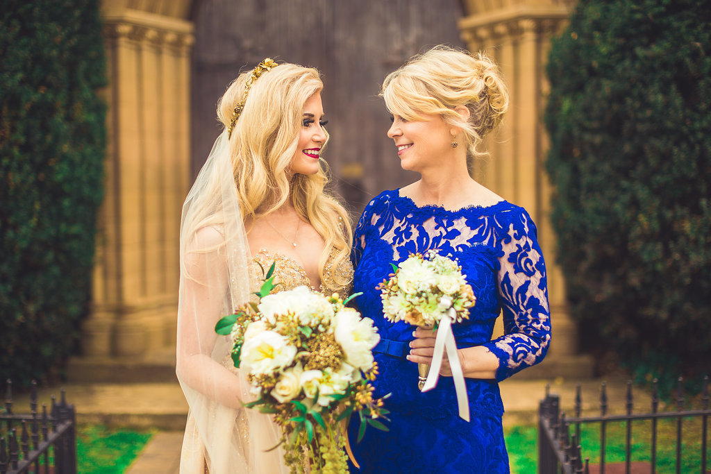Wedding Photograph Of Bride and Woman in Blue Dress Los Angeles