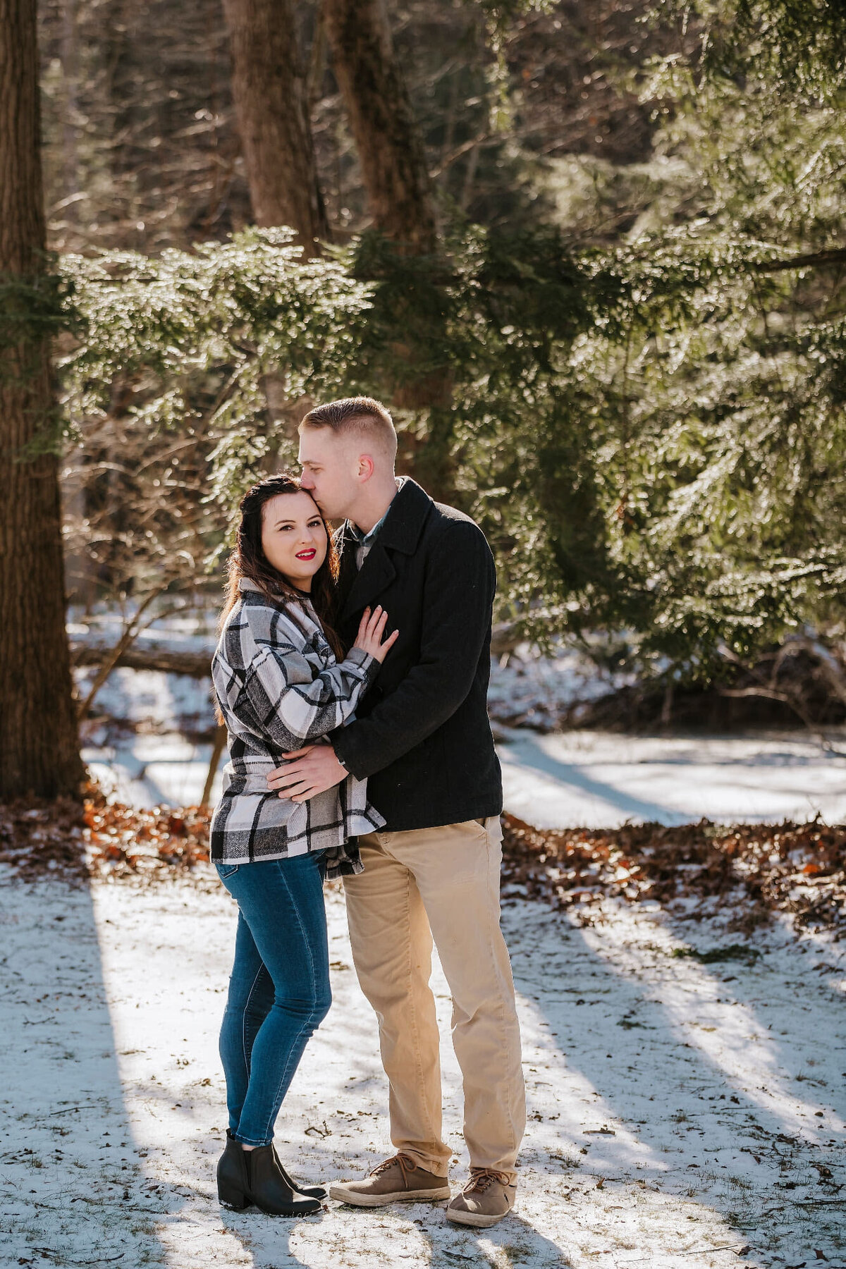 snowy engagement photo