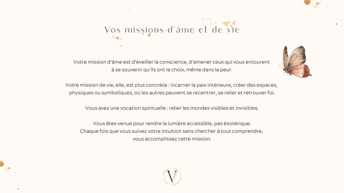 Exemple d'une page du Design Divin - profil énergétique et spirituel personnalisé révélant la mission d'âme et les réalignements intérieurs