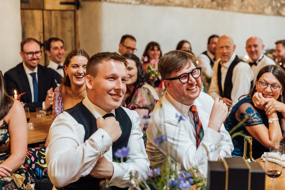 Guests during speeches at The Free Company wedding