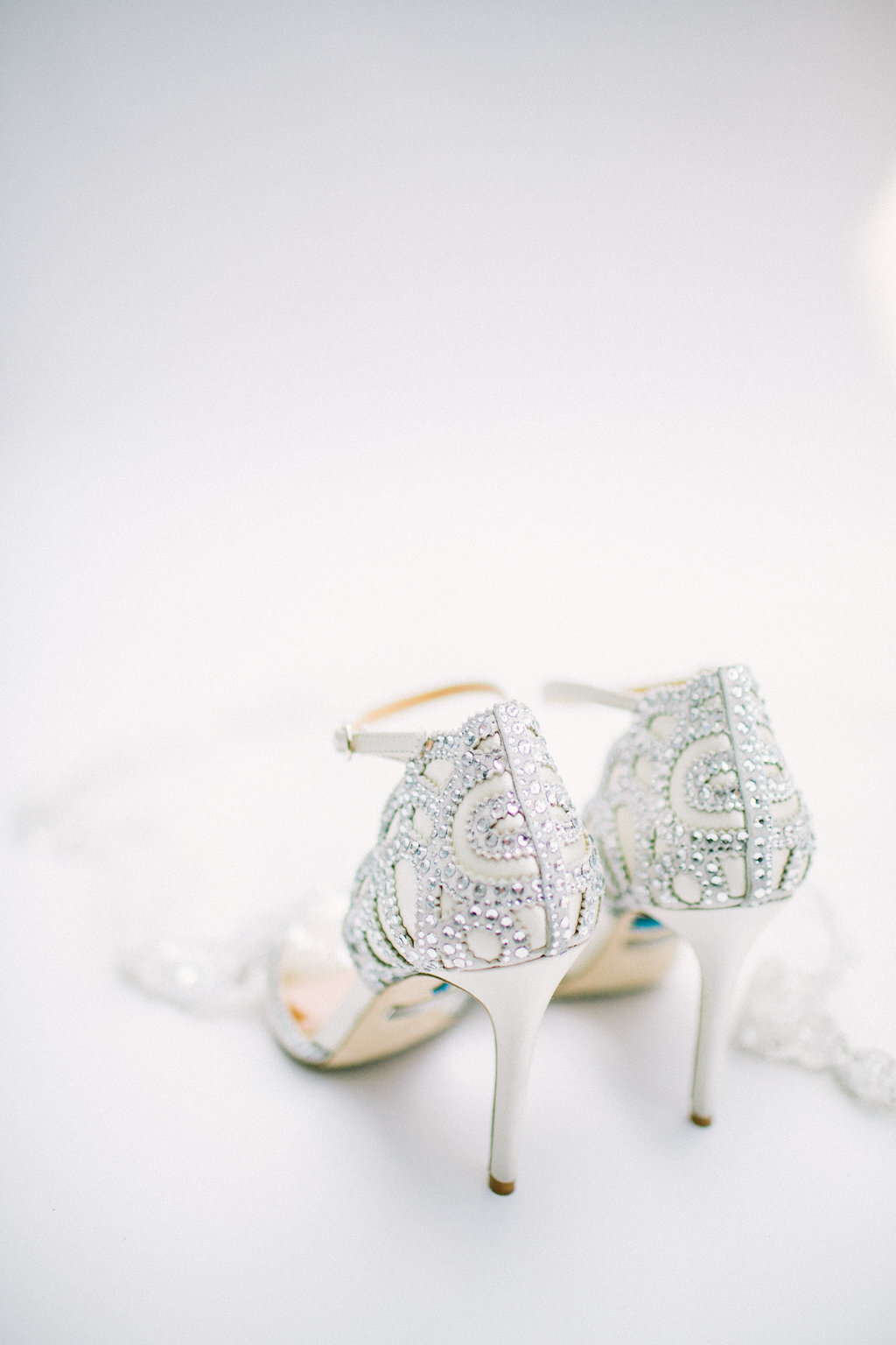 bride's high heels with rhinestones