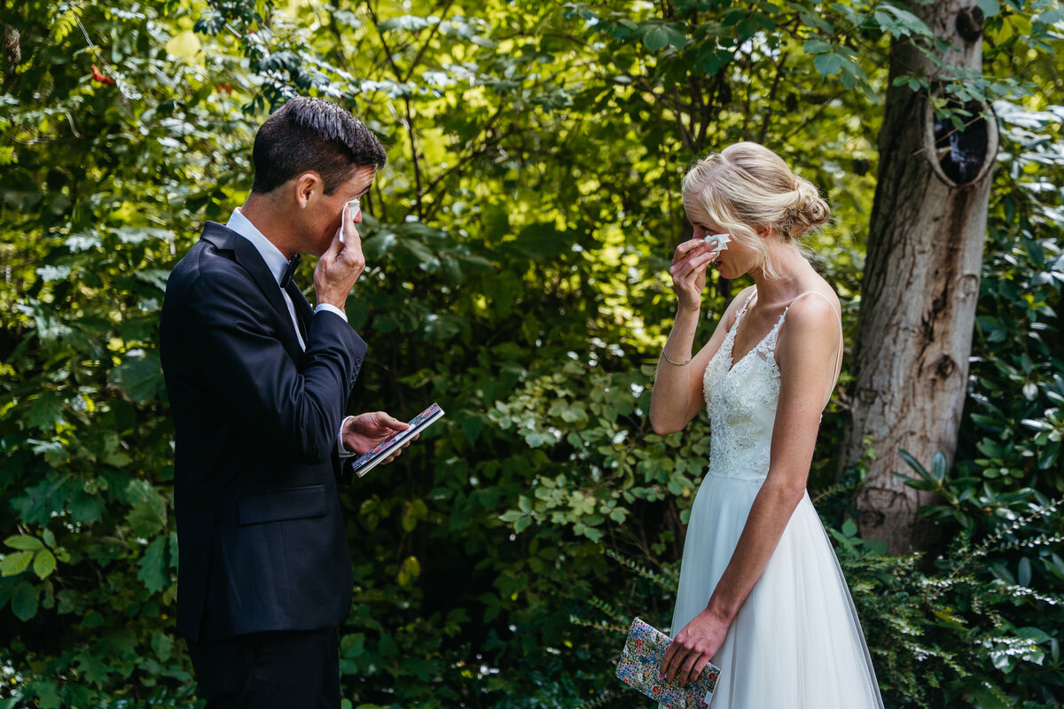 vegan wedding ceremony on natural pond dock