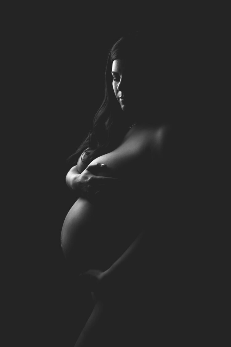 Black and White Maternity Photo