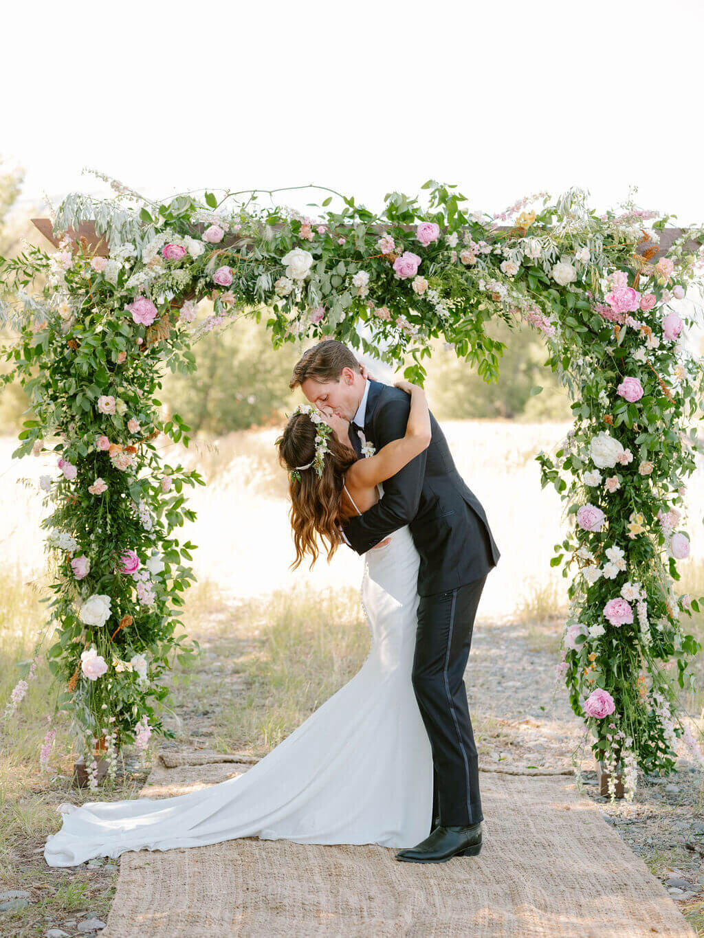pink peony arbor snake river ranch jackson hole wedding florist