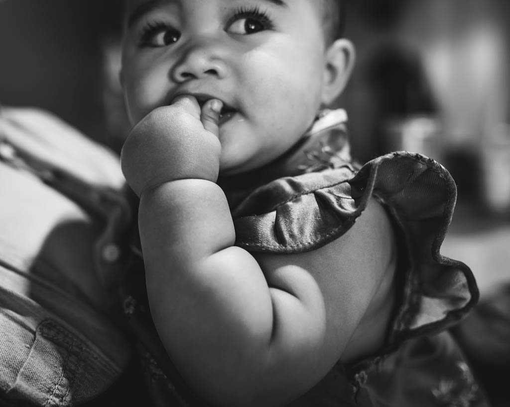 San Francisco lifestyle portrait of baby with adorable chunky baby rolls