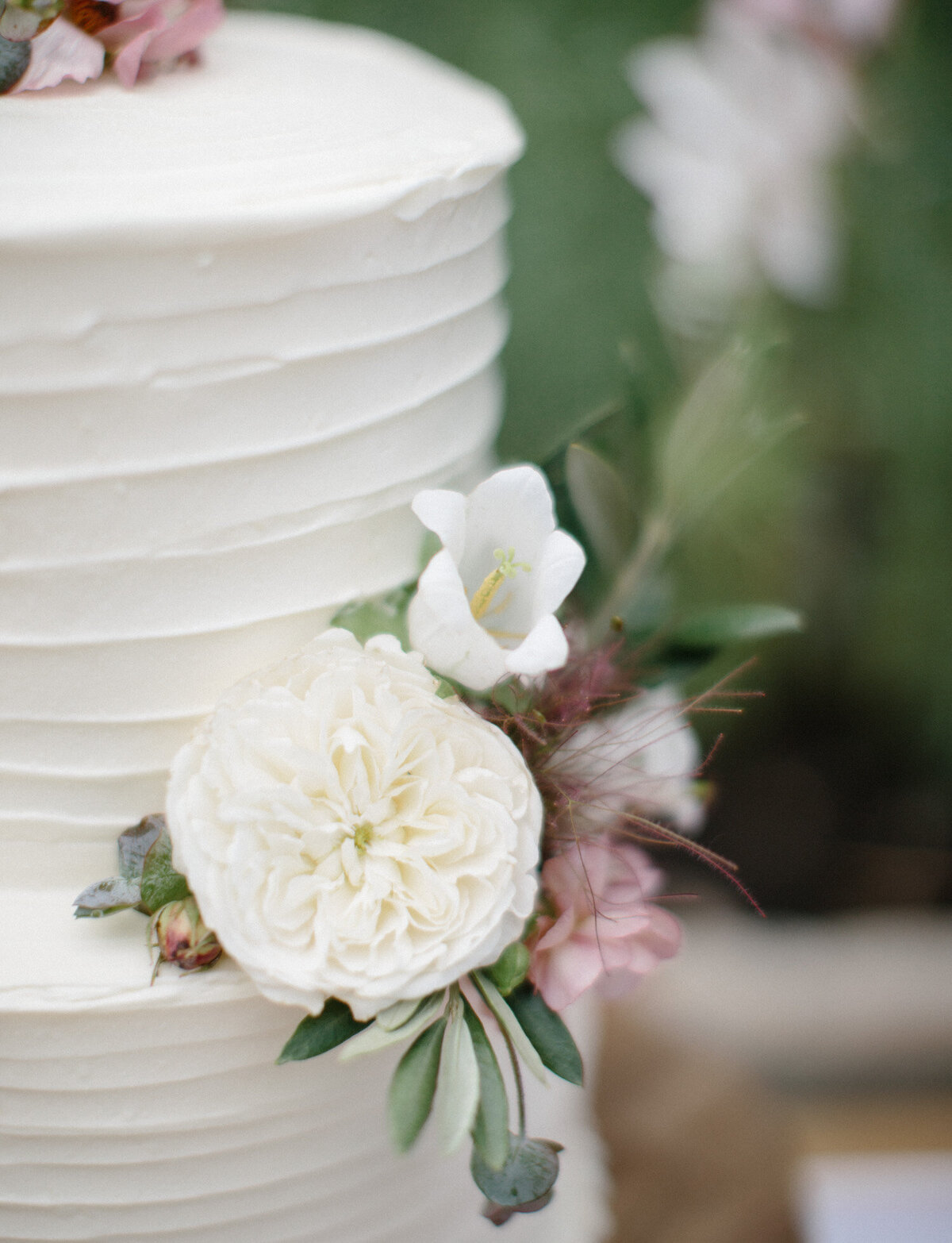 flowers detail on wedding cake, simple wedding cake, west Michigan wedding photographer