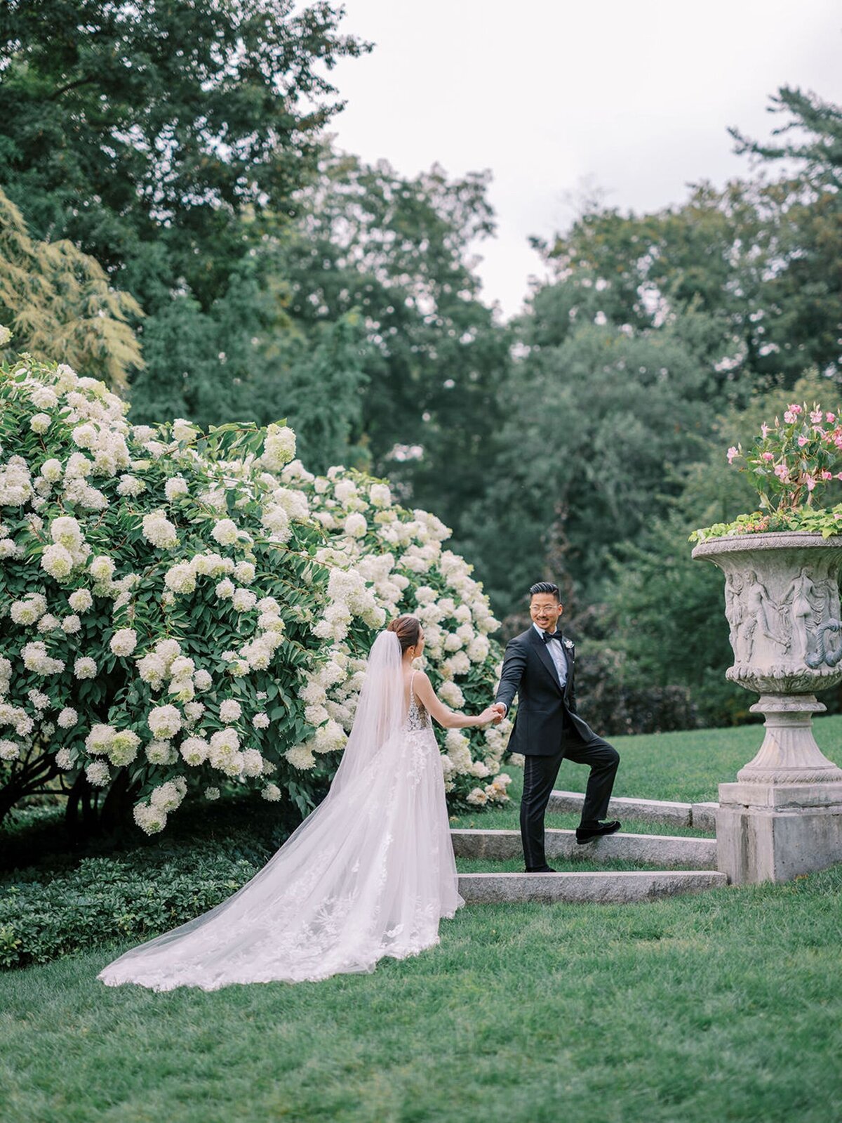 Bride and groom floral venue