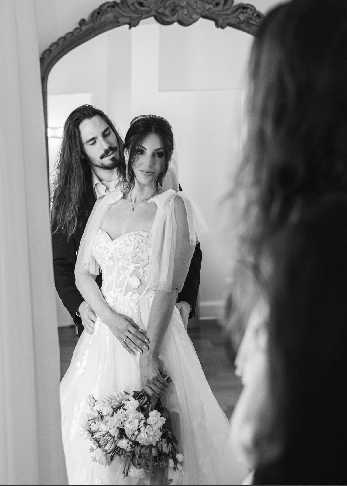 Bride and Groom after first look  Bella Cosa Venue