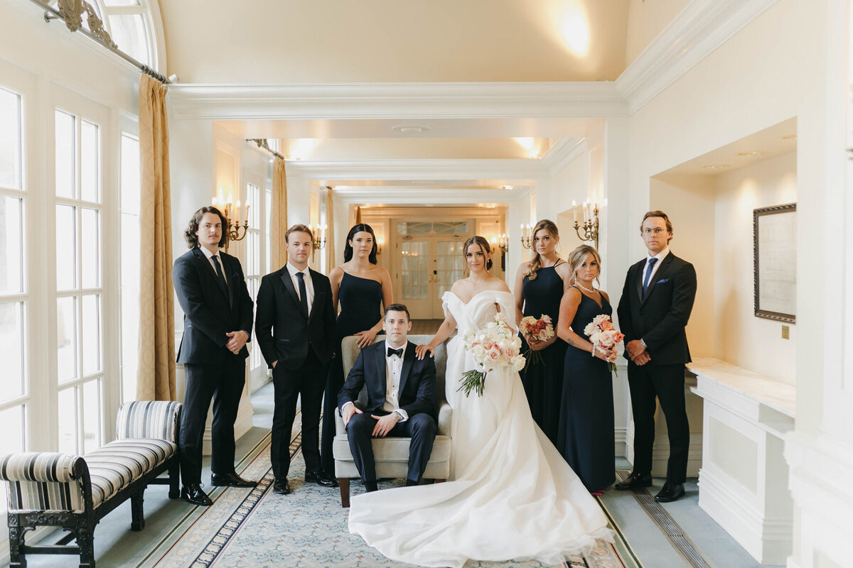 Bride and groom with their bridal party.