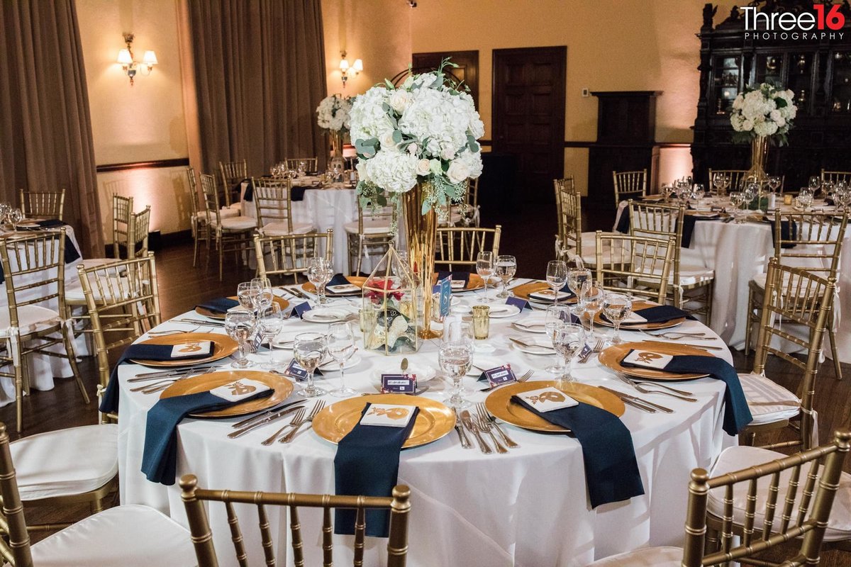 Table setups at wedding reception at the Ebell of Los Angeles