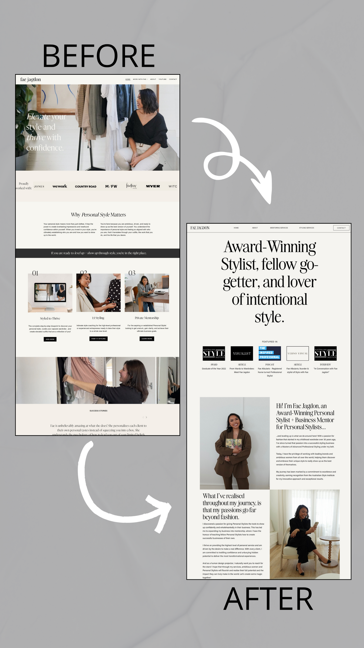 FJ Website Home Before & After