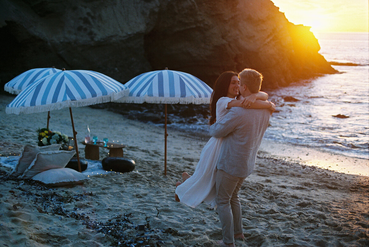 wedding proposla on film in laguna beach