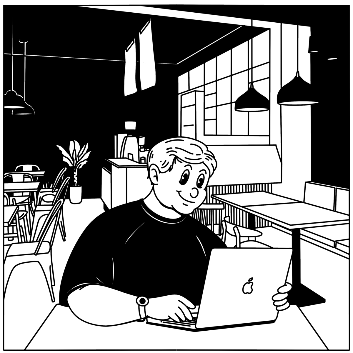 Ollie at his laptop