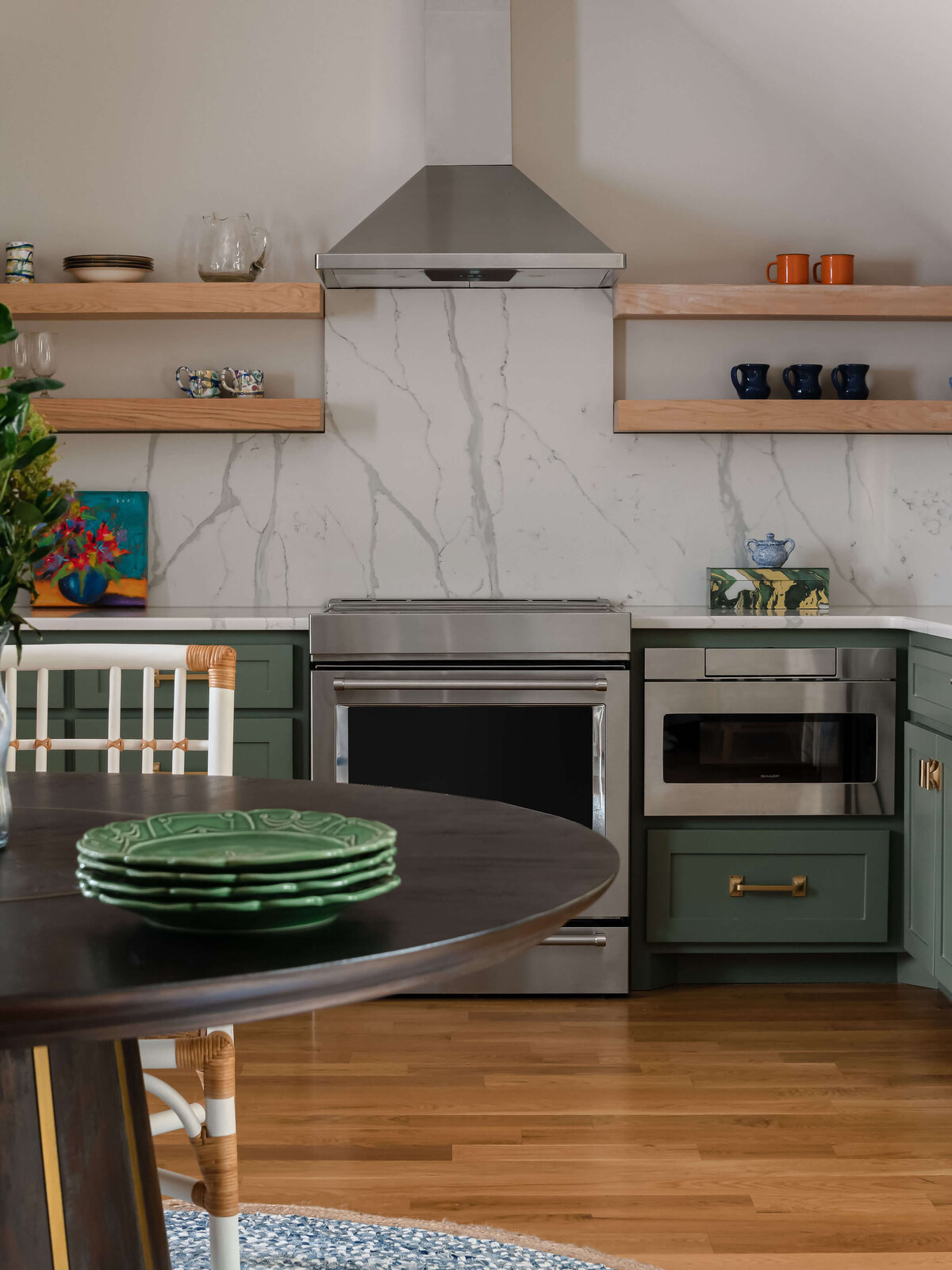 sweet southern home windmill green kitchen with marble walls